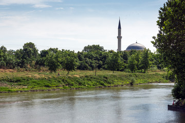 Fototapeta na wymiar Landscape of Tunca River in city of Edirne, East Thrace, Turkey