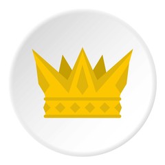 Cog crown icon in flat circle isolated on white background vector illustration for web