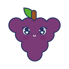 cute grapes fruit kawaii character