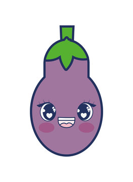 Cute Eggplant Kawaii Character