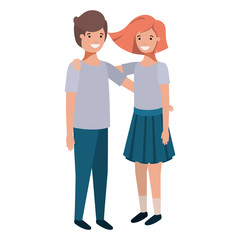 Obraz premium friendly teenagers couple characters