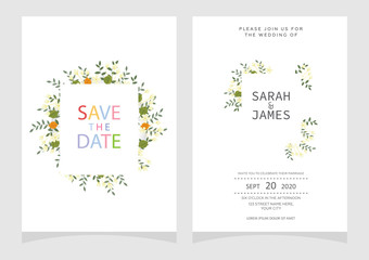 Fototapeta na wymiar Set of card with flower rose, leaves. Floral poster, invite. Wedding ornament concept. wedding invitation card template Vector illustration.
