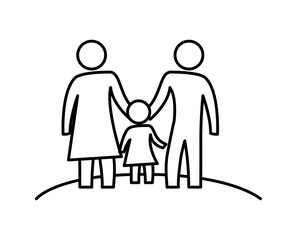 parents silhouette with daughter characters