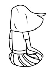 teenager girl sitting on his back avatar character