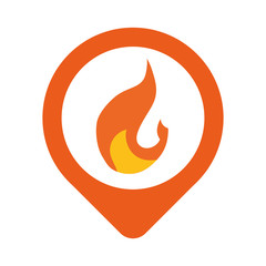 circular sticker with fire flame