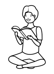 young students sitting reading book