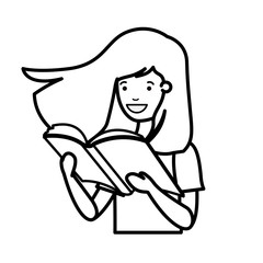 young student girl reading book