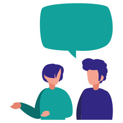 young men couple talking characters