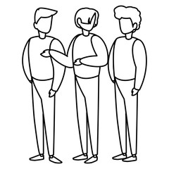 young men group modeling characters