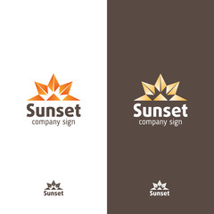 Logo in modern style, abstract signs sunset or sunrise