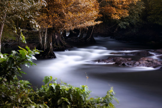 Wang Takrai waterfall located in Nakhon Nayok Thailand. Shot taken with long exposure Technic therefore smooth and fluffy water surface