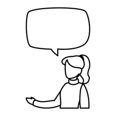 young woman modeling with speech bubble