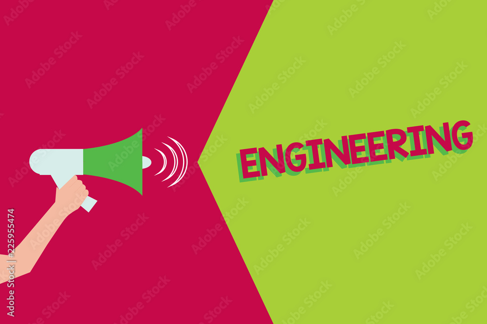 Poster text sign showing engineering. conceptual photo science concerned with design building use of engine