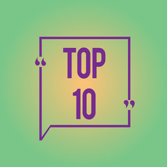 Word writing text Top 10. Business concept for List of most demanding Trending songs movies shows online in order.