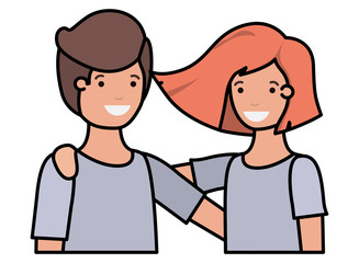 friendly teenagers couple characters