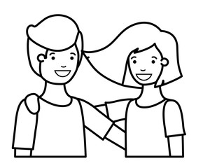 friendly teenagers couple characters