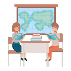 young students in geography classroom