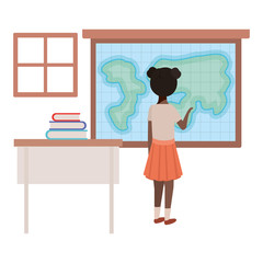 young student in geography classroom