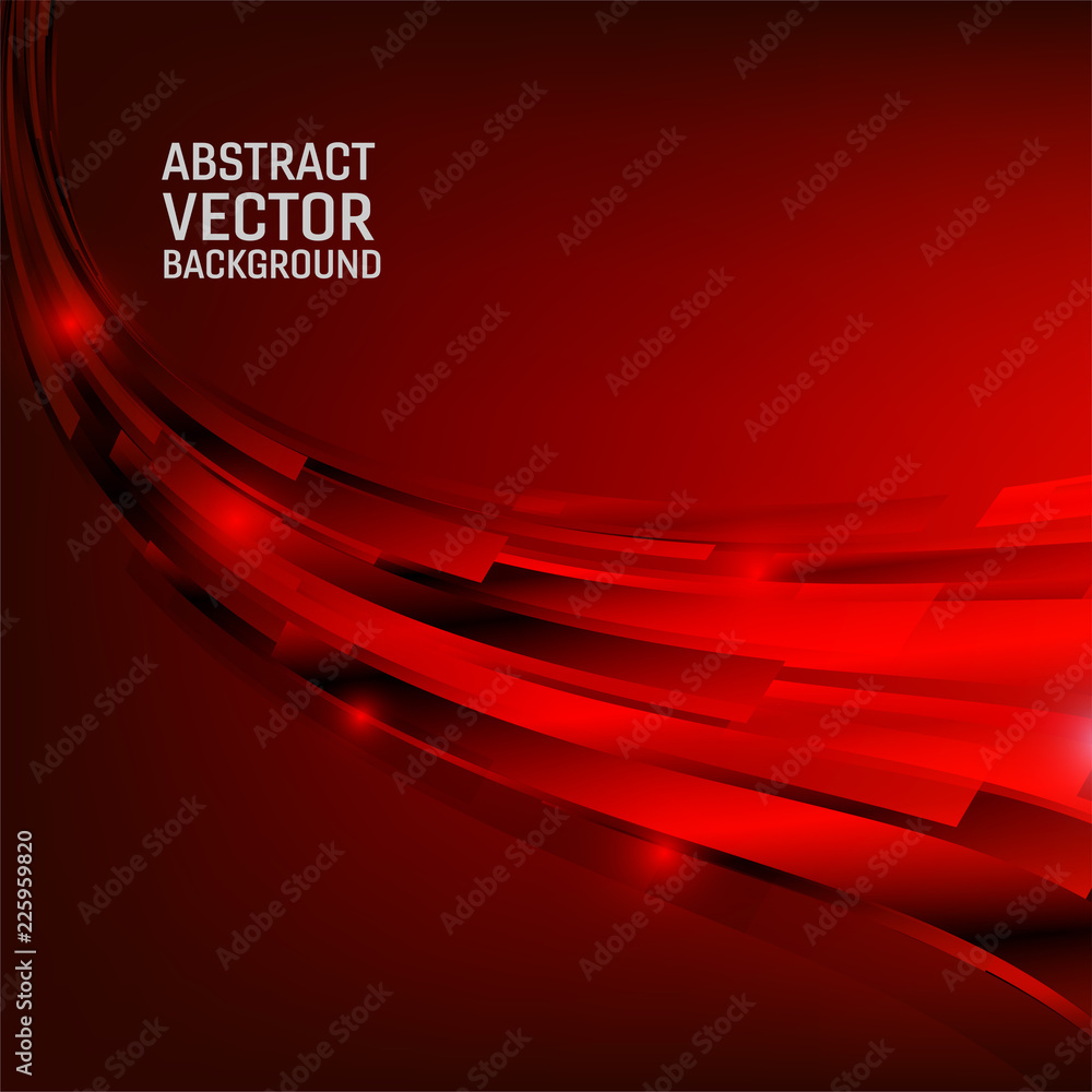 Poster geometric red color abstract background. design wave style with copy space