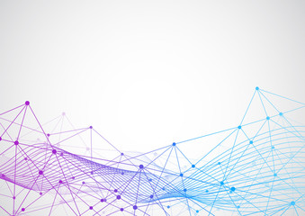 Abstract connecting dots and lines with geometric background. Modern technology connection science, Polygonal structure background. Vector illustration