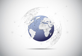 Global network connection. World map point and line composition concept of global business. Vector Illustration