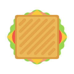 Grilled sandwich, flat style vector illustration.