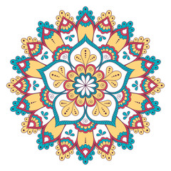 Ethnic ornamental mandala. Decorative design element. Hand drawn illustration