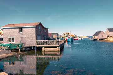 Fototapeta na wymiar Fishing village and its Boats