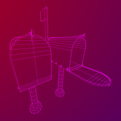 Correspondence mailbox with post letter message. Wireframe low poly mesh vector illustration