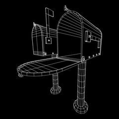 Correspondence mailbox with post letter message. Wireframe low poly mesh vector illustration