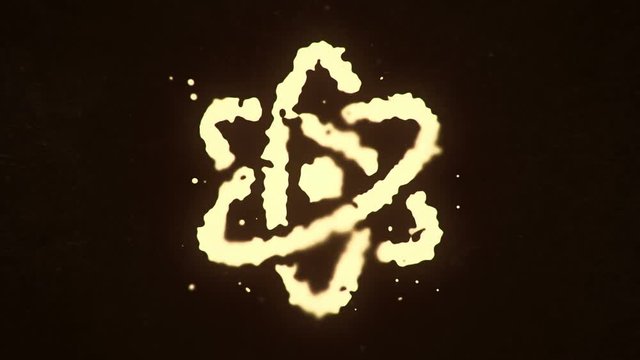 Abstract background with symbol of science from fluid and liquid particles. Animation of seamless loop.