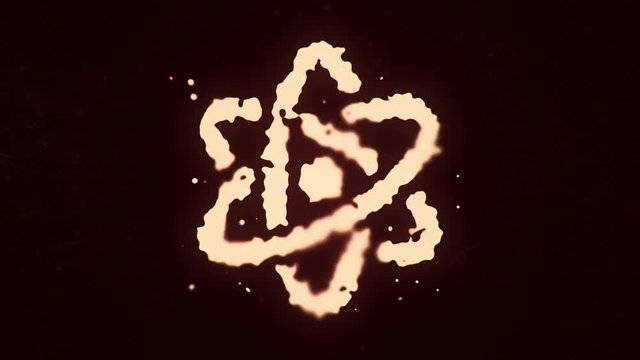 Abstract background with symbol of science from fluid and liquid particles. Animation of seamless loop.