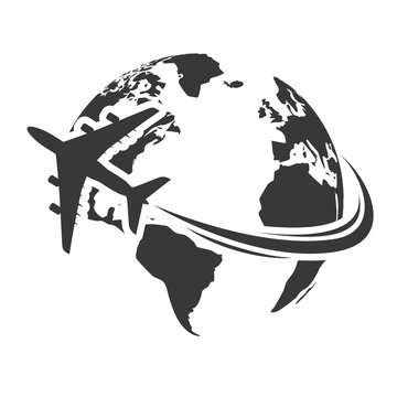 airplane flying around globe silhouette clip art preview