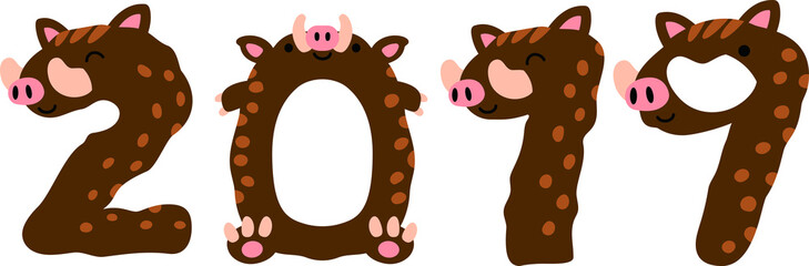 2019 letters of cute boar