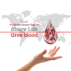 World blood donor day and National blood donor month for donation charity concept. Element of this...