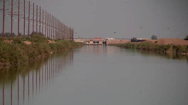 Irrigation Canal In California Near The Mexican Boarder, USA