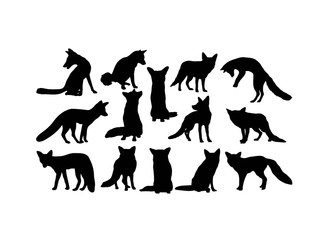 Fox Animal Silhouettes, art vector design
