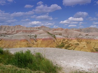 Impressive landscape and rock formations at Badlands National Park in South Dakota, USA.