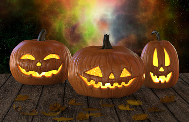 Halloween Pumpkins Jack O Lantern Holiday 3D Illustration