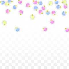 Vector Realistic Colorful Petals Falling on Transparent Background.  Spring Romantic Flowers Illustration. Flying Petals. Sakura Spa Design. Blossom Confetti. Design Elements for Wedding Decoration.