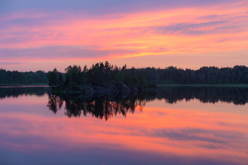 summer sunset with reflections