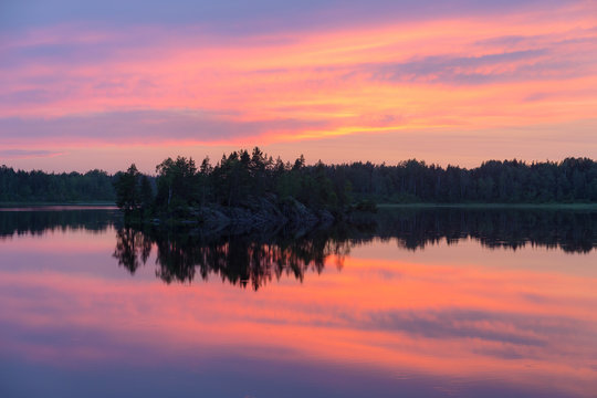 summer sunset with reflections © Maslov Dmitry