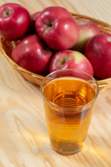 Close up of a glass of apple juice