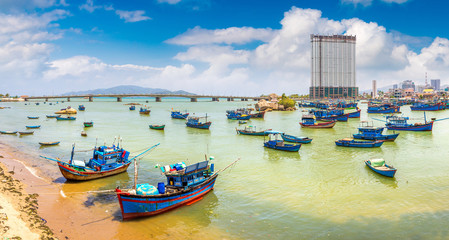 Fototapeta na wymiar Fishing boats in Nha Trang, Vietnam