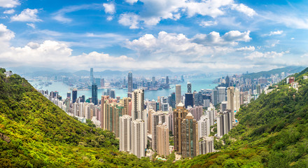 Obraz premium Panoramiczny widok na Hongkong