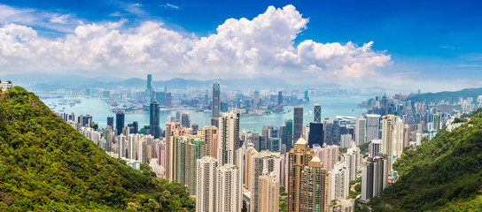 Obraz premium Panoramiczny widok na Hongkong