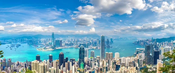 Papier Peint photo autocollant Lieux asiatiques Vue panoramique sur Hong Kong