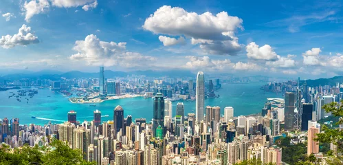 Gordijnen Panoramisch uitzicht over Hong Kong © Sergii Figurnyi