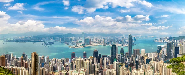 Fotobehang Panoramisch uitzicht over Hong Kong © Sergii Figurnyi
