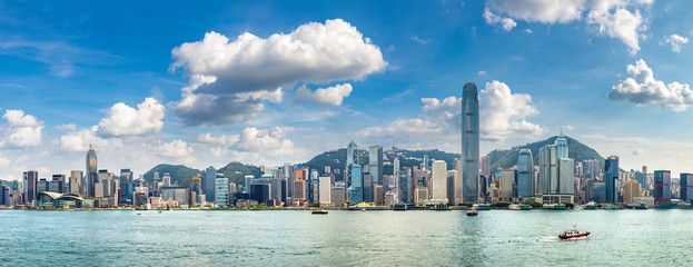 Naklejka premium Port Wiktorii w Hongkongu